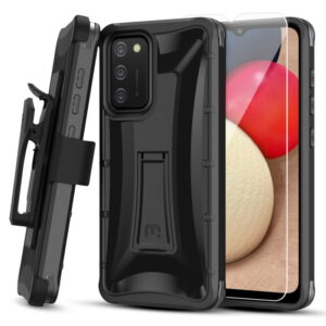 Samsung Galaxy A02s MyBat Pro Warrior Series Case with Holster and Tempered Glass - Black (1101177)