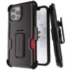 Apple iPhone 12 Pro Max Ghostek Belt Clip Holster Phone Case w/Kickstand and Card Holder - Matte Black (1101718)