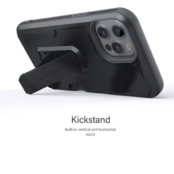 Apple iPhone 12 Pro Max Ghostek Belt Clip Holster Phone Case w/Kickstand and Card Holder - Matte Black (1101718) - Image 7