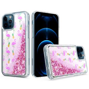 Apple iPhone XR Liquid Quicksand Glitter Cover Case - Flamingo Pineapple Leaf (1103023)