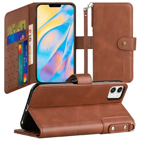 Apple iPhone 13 Pro Retro Wallet Card Holder Case Cover - Brown (1102779)