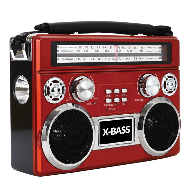 Waxing PRO 3 Band Radio AM/FM/SW Portable Bluetooth Speaker with Flashlight  XB-372BT- Red (1104558)