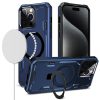 iPhone 15 Pro Magnetic Ring Stand Simplistic Tough Hybrid Case Cover - Blue (1106186)