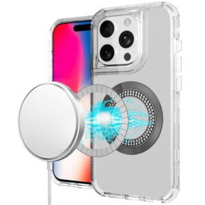 iPhone 16 Pro 6.3 inch Magnetic Ring Circle Bling Chrome 3in1 Hybrid Case - Clear (1107205)