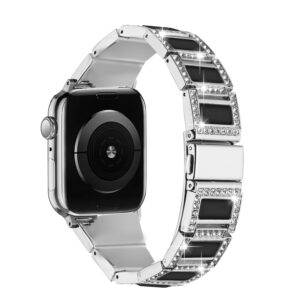 Apple Watch Size 38/40/41mm Jewel Diamond Bling Zinc Alloy Watch Band - Silver+Black (1107588)