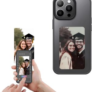 Smart Ink Screen Phone Case with 4 Color E-Ink Display Picture, Easy to APP DIY Your Favorite Photos, No Power Consumption NFC Phone Case for 16 Pro - Black (1102594)