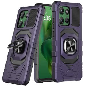 Motorola Moto G Power 5G 2025 Robotic Hybrid with Magnetic Ring Stand Case Cover - Dark Purple (1102640)
