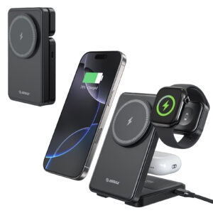 Esoulk 3-in-1 Foldable Magnetic Wireless Charger - Black (1102709)