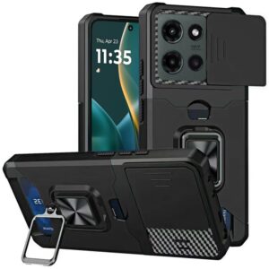 Moto G Stylus 5G 2025 Multi-Functional Card Magnetic Ring Stand Hybrid Camera Case Cover - Black  (1102854)